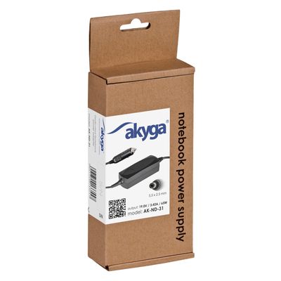 Akyga AK-ND-31 netvoeding & inverter Auto 65 W Zwart