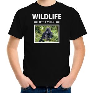 Gorilla aap foto t-shirt zwart voor kinderen - wildlife of the world cadeau shirt Gorillas liefhebber