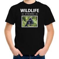 Gorilla aap foto t-shirt zwart voor kinderen - wildlife of the world cadeau shirt Gorillas liefhebber - thumbnail