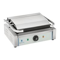 Royal Catering RCKG-2200-G Geribbelde Contactgrill Geïntegreerde Thermostaat met Lekbak 2200W 30-300 °C Professionele Grill voor in de Keuken Mini Barbecue