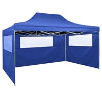 Partytent met 3 zijwanden inklapbaar 3x4 m staal blauw