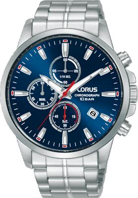 Lorus RM379HX9 Horloge Chronograaf staal zilverkleurig-blauw 43 mm Lorus RM379HX9 Horloge Chronograaf staal zilverkleurig-blauw 43 mm