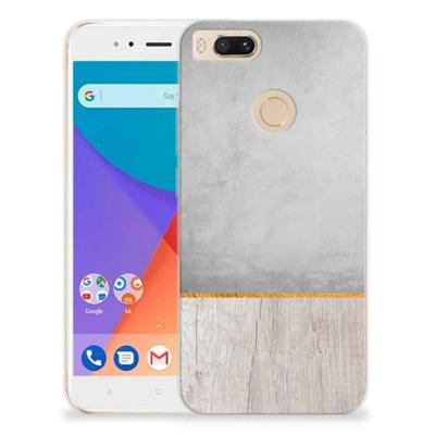 Xiaomi Mi A1 Bumper Hoesje Wood Concrete Xiaomi Mi A1 Bumper Hoesje Wood Concrete