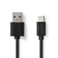 Nedis USB-kabel | USB 2.0 | USB-A stekker | USB-C™ stekker | 2,5 W | 480 Mbps | vernikkeld | 2,00 m | rond | PVC | zwart | label