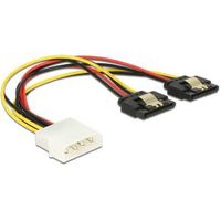 Delock 85237 Kabel Power Molex 4-pins male > 2 x SATA 15-pins bus metaal 20cm - thumbnail