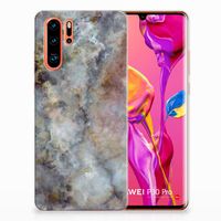 Huawei P30 Pro TPU Siliconen Hoesje Marmer Grijs - thumbnail