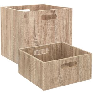 Set van 2x stuks opbergmanden/kastmanden 14 en 29 liter naturel van hout 31 cm