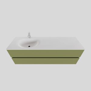 Badkamermeubel Solid Surface BWS Stockholm 150x46 cm Links Mat Groen (met 1 kraangat)