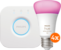 Philips Hue White and Color Starter Pack met 4 lampen + Bridge - thumbnail