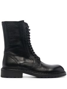 Ann Demeulemeester bottes lacées en cuir grainé - Noir