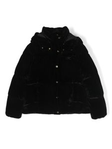 Elisabetta Franchi La Mia Bambina veste bomber en velours à logo brodé - Noir