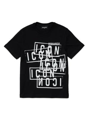Dsquared2 Kids Katoenen T-shirt met logoprint - Zwart