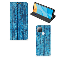 OPPO A15 Book Wallet Case Wood Blue - thumbnail