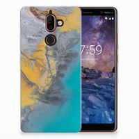 Nokia 7 Plus TPU Siliconen Hoesje Marble Blue Gold