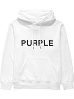 Purple Brand logo-print cotton hoodie - Blanc