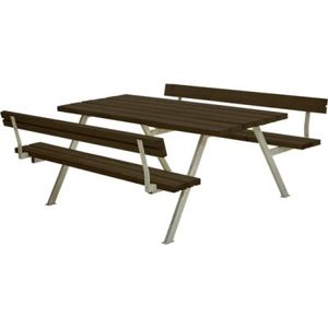 Picknicktafel Tuin Alpha Zwart 2 Rugleuningen