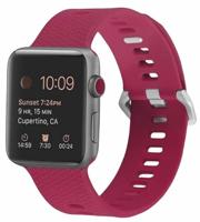 By Qubix - Siliconen bandje met motief - Rose Red - Compatible met Apple Watch 38mm / 40mm / 41mm / 42mm - Compatible Apple watch bandjes