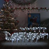 VidaXL Buitenkerstversiering rendieren en slee 140 LED&apos;s zilverkleurig