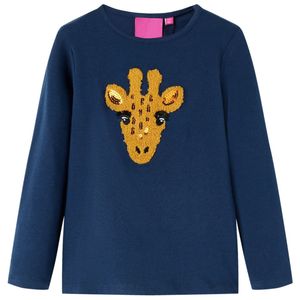 Kindershirt met lange mouwen dierenprint 92 marineblauw