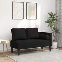 Chaise longue met kussens stof zwart - thumbnail