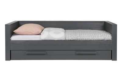 WOOOD Dennis bedbank (excl lade) geborsteld grenen [fsc] (Kleur: metaalgrijs)