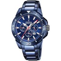 Festina F20643/1 Horloge Chrono Bike staal blauw 47 mm