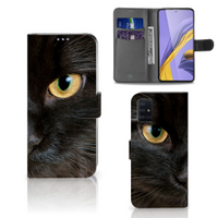 Samsung Galaxy A51 Telefoonhoesje met Pasjes Zwarte Kat - thumbnail