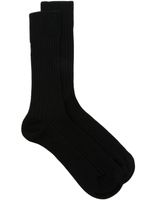 Jil Sander chaussettes nervurées à logo brodé - Noir