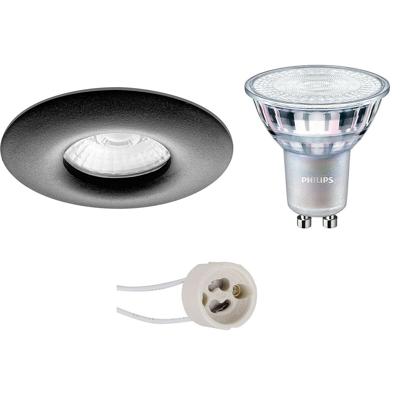 LED Spot Set - Pragmi Luno Pro - Waterdicht IP65 - GU10 Fitting - Inbouw Rond - Mat Zwart - Ø82mm - Philips - MASTER 927 36D VLE - 3.7W - Warm Wit 2200K-2700K - DimTone Dimbaar