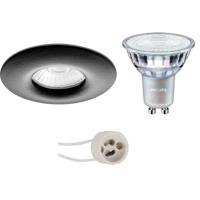 LED Spot Set - Pragmi Luno Pro - Waterdicht IP65 - GU10 Fitting - Inbouw Rond - Mat Zwart - Ø82mm - Philips - MASTER 927 36D VLE - 3.7W - Warm Wit 2200K-2700K - DimTone Dimbaar
