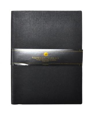 Verhaak notitieboek met bullets 15 x 21 cm papier/leer zwart Verhaak notitieboek met bullets 15 x 21 cm papier/leer zwart