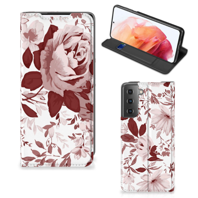 Bookcase Samsung Galaxy S21 Watercolor Flowers Bookcase Samsung Galaxy S21 Watercolor Flowers