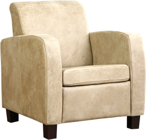 Taupe leren landelijke fauteuil Joy - poot hout zwart - Kenia Leer Taupe (taupe leer)