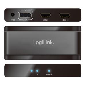 LogiLink 2 poorten DisplayPort-splitter 3840 x 2160 Pixel Zwart