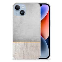 Apple iPhone 14 Bumper Hoesje Wood Concrete - thumbnail