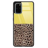 Samsung Galaxy S20 Plus glazen hardcase - Luipaard geel