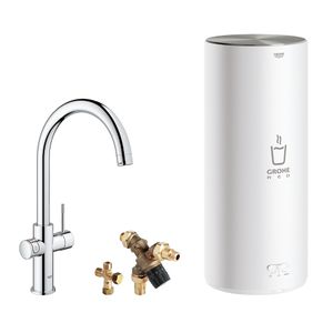 Grohe Red 3-in-1 kokend water kraan met C-uitloop en combi boiler chroom