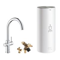 GROHE Red 3-in-1 kokendwaterkraan C-uitloop & 7 liter combi-boiler, energielabel A, kinderbeveiliging, chroom