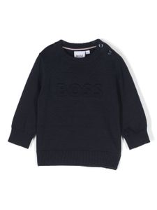 BOSS Kidswear pull en coton à logo embossé - Bleu