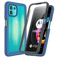 360 Protection Series Motorola Edge 20 Lite Case - Blauw / Doorzichtig - thumbnail