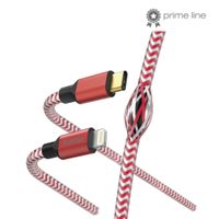 Hama Oplaadkabel Reflective USB-C - Lightning 1,5 M Nylon Rood - thumbnail