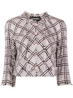 CHANEL Pre-Owned veste crop en tweed à design sans col - Rose