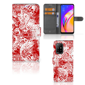 Telefoonhoesje met Naam OPPO Reno5 Z | A94 5G Angel Skull Rood