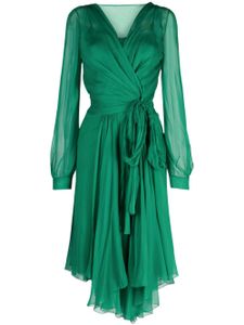 Alberta Ferretti robe portefeuille asymétrique en soie - Vert