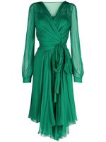 Alberta Ferretti robe portefeuille asymétrique en soie - Vert - thumbnail