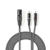 Nedis COTH15200GY15 Xlr-audiokabel Xlr 3-pins Male - 2x Rca Male 1,5 M Grijs