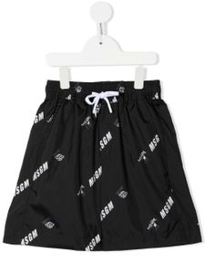 MSGM Kids bermuda à logo imprimé - Noir