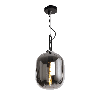 Hanglamp Larino Modern 25 cm 1 Lichts Zwart Met Fume Glas