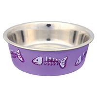 Trixie RVS kattenbak met kunststof coating, 0.3 liter, grijs, paars, blauw (willekeurig verzonden)