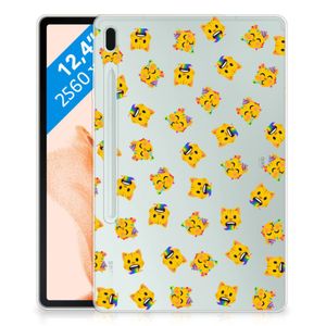 Hippe Hoes voor Samsung Galaxy Tab S7FE Katten Emojis